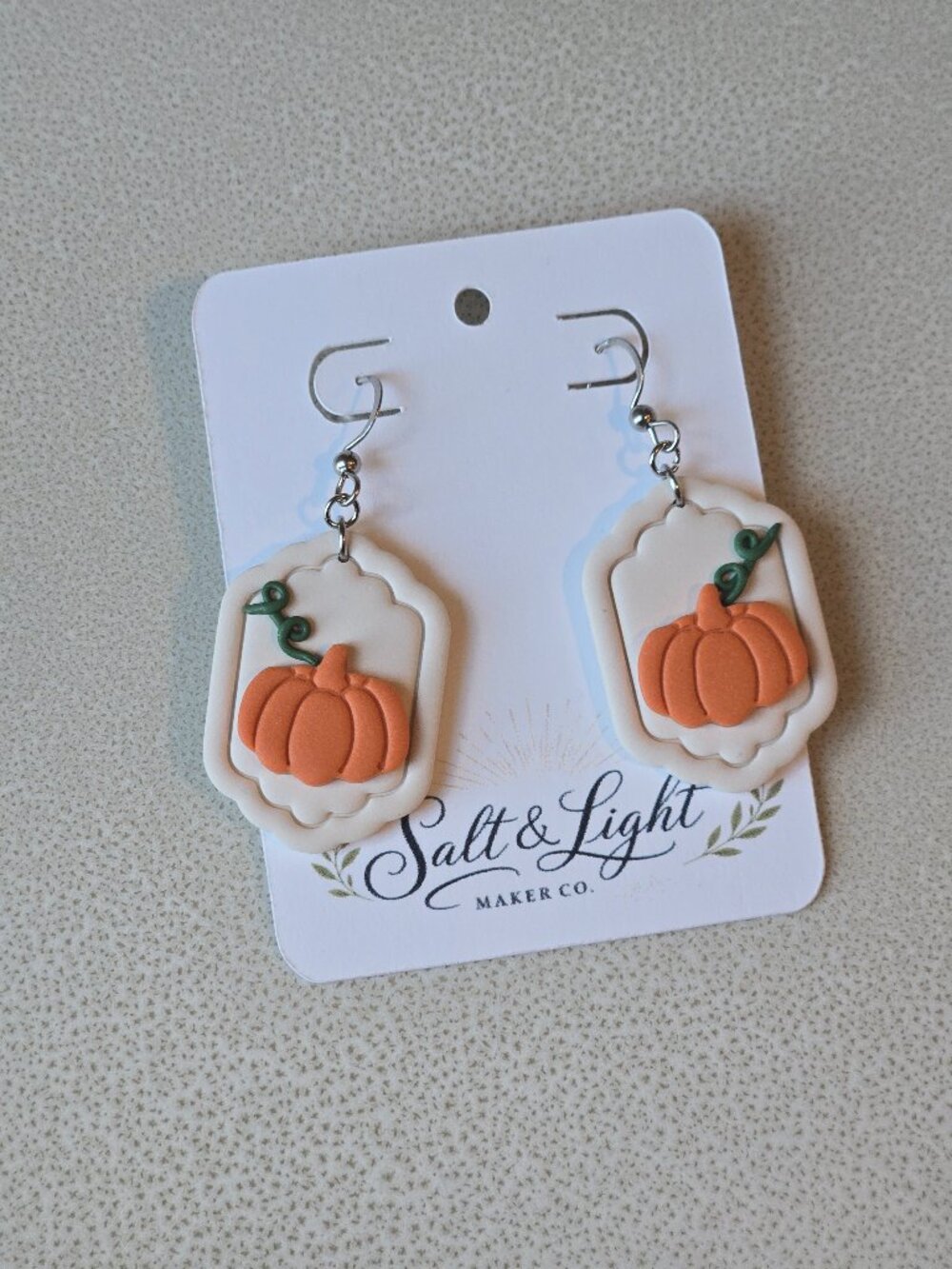 Framed Pumpkin Polymer Clay Earrings